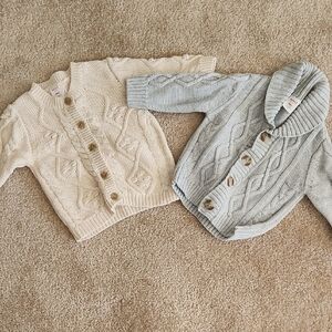 Seed Heritage Baby Boy Knit Button-Front Kids Cardigans X2 Sz 6 - 12 Months